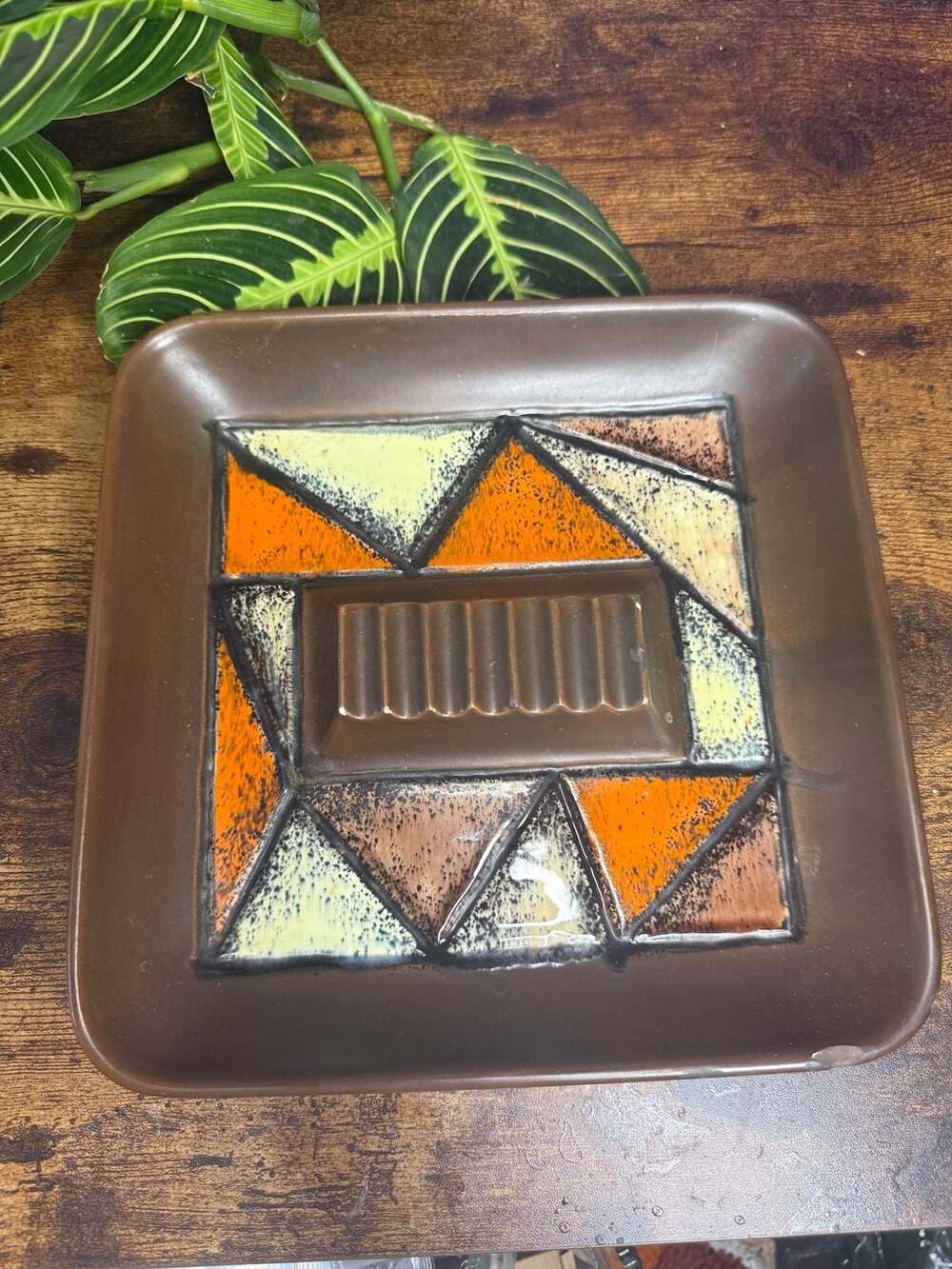 Vintage Ardco Mid-Century Modern Geometric Ceramic Ashtray